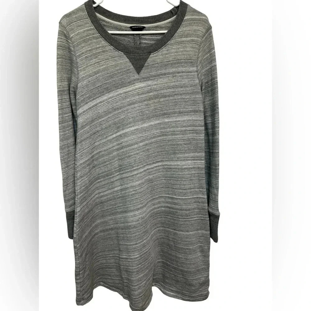 Club Monaco Gray Long Sleeve Scoop Neck Striped sweatshirt dress